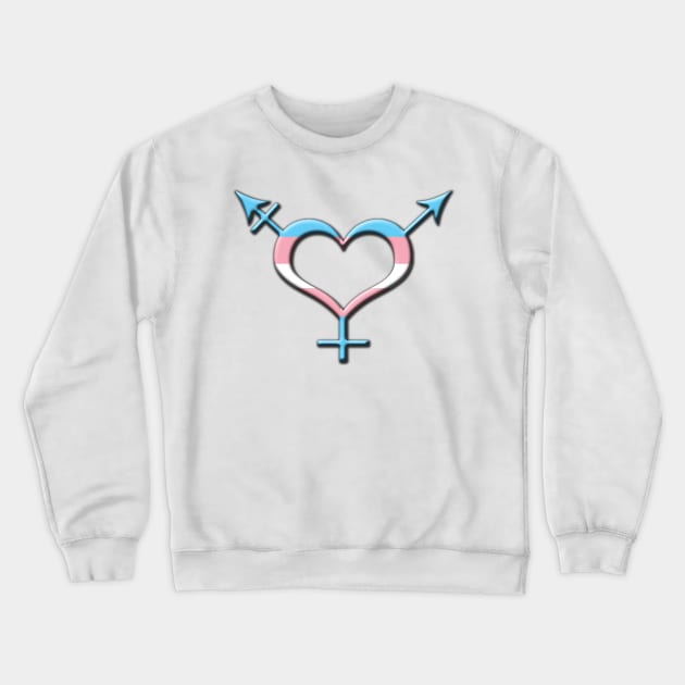 Heart-Shaped Transgender Pride Symbol Crewneck Sweatshirt by LiveLoudGraphics